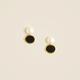 Glass pearl and enamel earrings