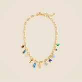 Mixed-material charm necklace
