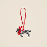 Leather zebra bag charm
