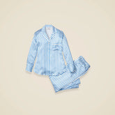 Petite Plume™ women's pajama set in mulberry silk stripe