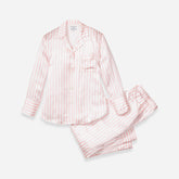 Petite Plume™ women's pajama set in mulberry silk stripe