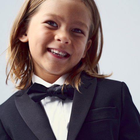 Kids' silk bow tie in black