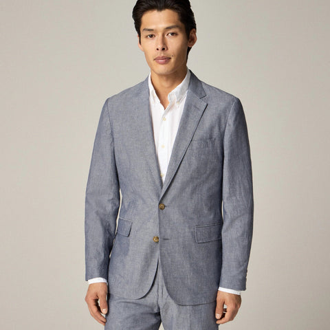 Ludlow Slim-fit unstructured suit jacket in Irish cotton-linen blend
