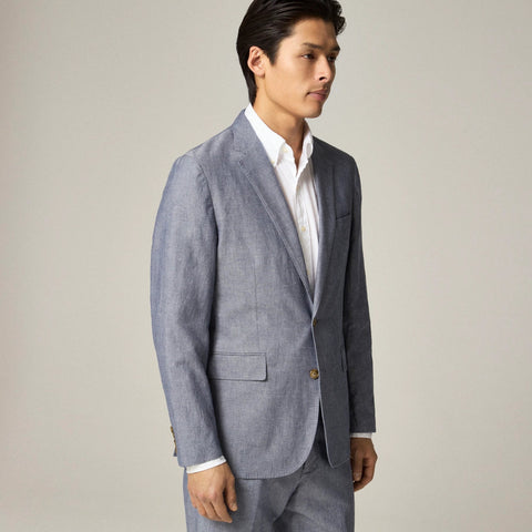 Ludlow Slim-fit unstructured suit jacket in Irish cotton-linen blend
