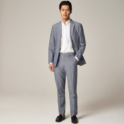 Ludlow Slim-fit unstructured suit jacket in Irish cotton-linen blend
