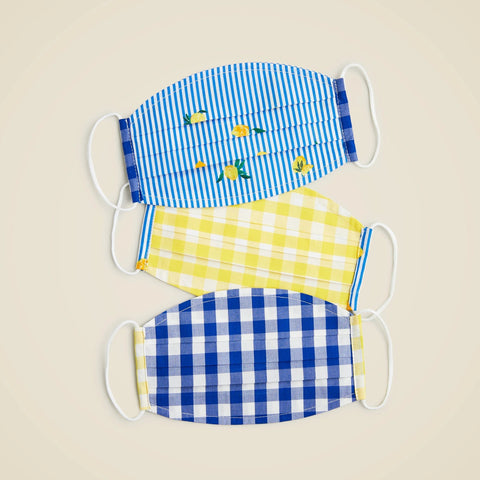 Pack-of-three nonmedical face masks in mixed prints