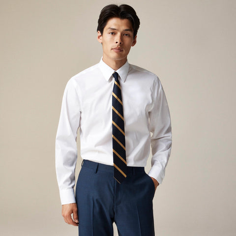 Slim-fit Bowery wrinkle-free stretch cotton shirt with spread collar
