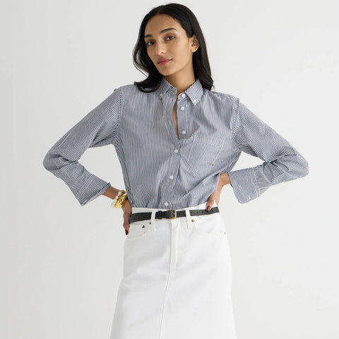 Tall classic-fit washed cotton poplin shirt in stripe