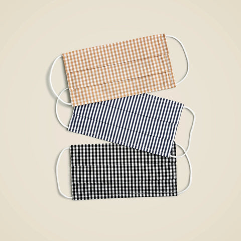 Pack-of-three nonmedical face masks in checks and stripes