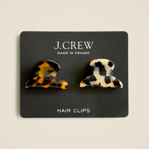 Mini hair clips two-pack in mixed Italian tortoise