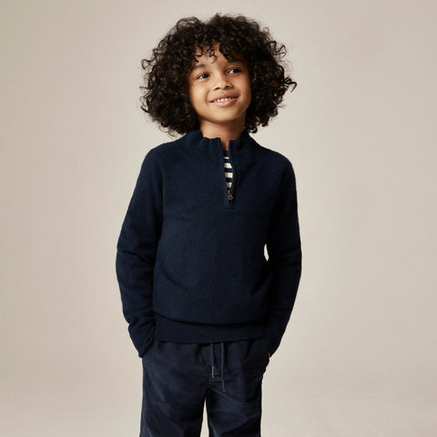 Kids' cashmere half-zip sweater