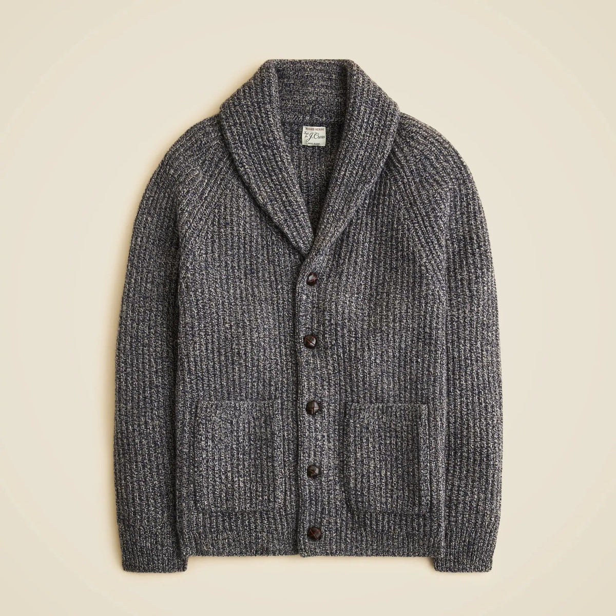 Rugged merino wool-blend cardigan sweater