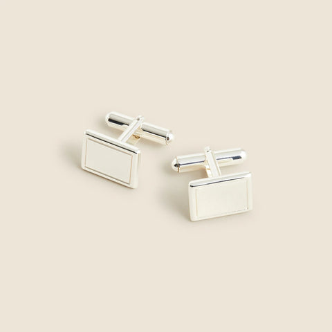 Sterling silver rectangle cuff links