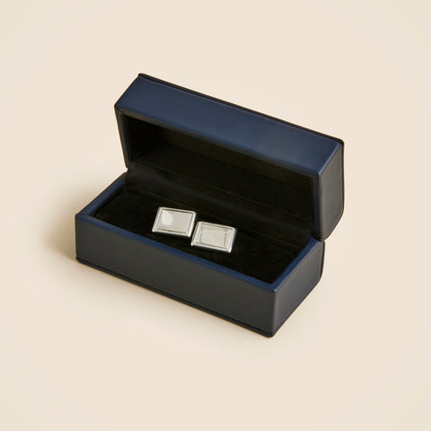 Sterling silver rectangle cuff links