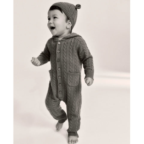 Limited-edition baby cashmere cable-knit bear one-piece