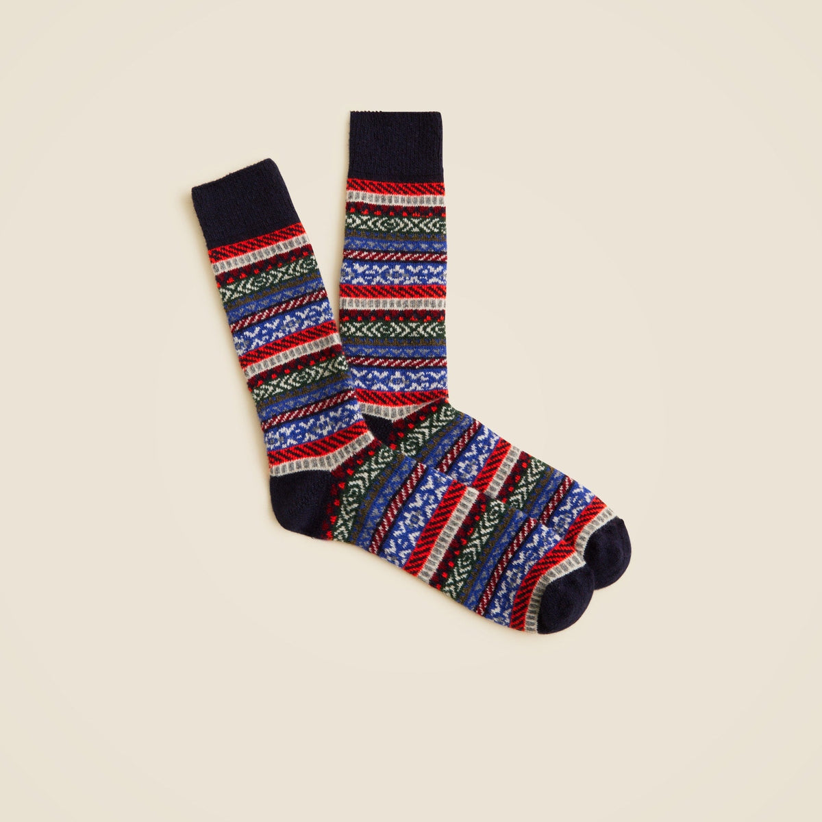 Lambswool-blend Fair Isle socks
