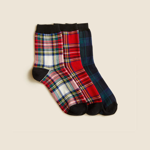 Tartan bootie socks three-pack
