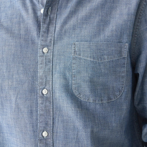 Slim organic cotton chambray shirt in one-year wash