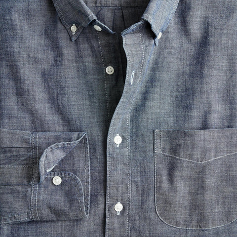 Slim organic cotton chambray shirt in one-year wash