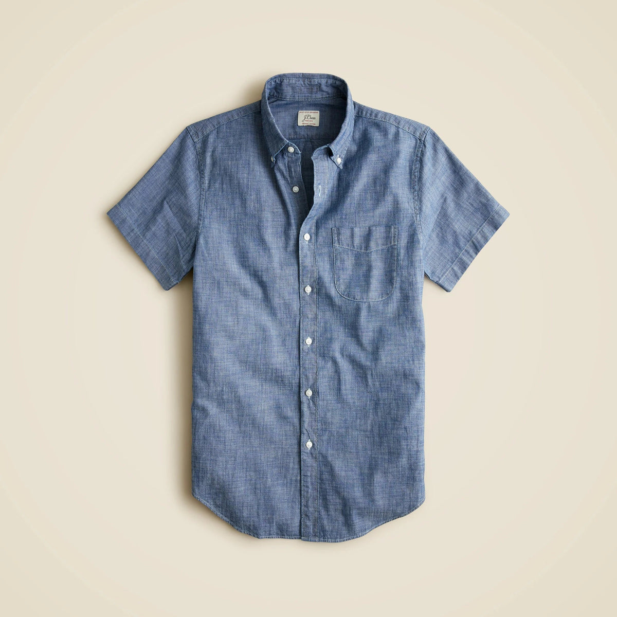 Short-sleeve indigo organic chambray shirt