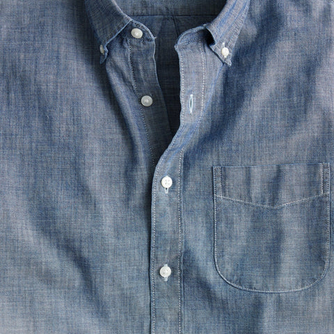 Short-sleeve indigo organic chambray shirt