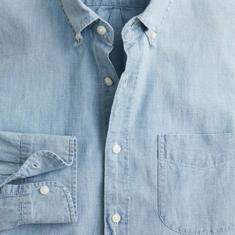 Short-sleeve indigo organic chambray shirt