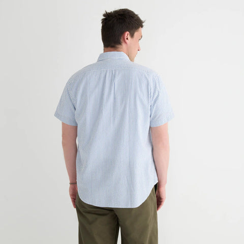 Short-sleeve yarn-dyed seersucker shirt