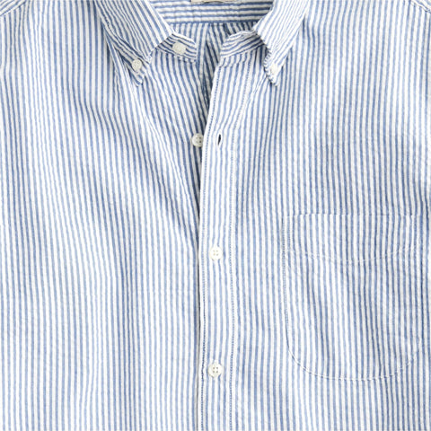 Short-sleeve yarn-dyed seersucker shirt
