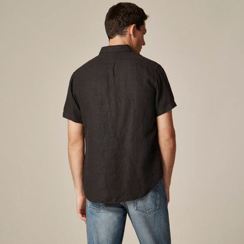 Short-sleeve Baird McNutt garment-dyed Irish linen shirt