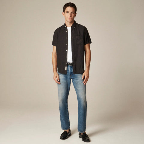 Short-sleeve Baird McNutt garment-dyed Irish linen shirt