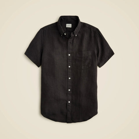 Short-sleeve Baird McNutt garment-dyed Irish linen shirt