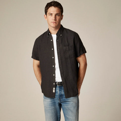 Short-sleeve Baird McNutt garment-dyed Irish linen shirt