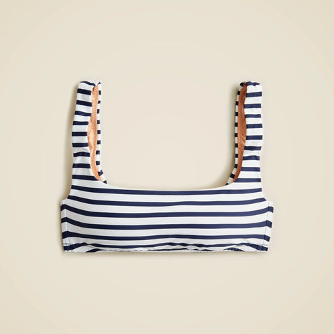Squareneck bikini top in classic stripe