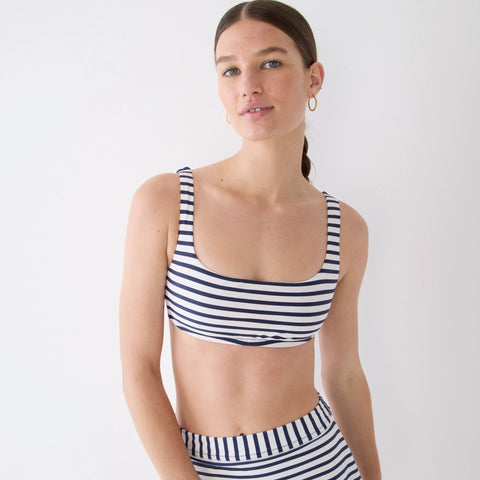 Squareneck bikini top in classic stripe