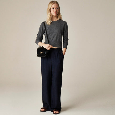 Cashmere shrunken crewneck sweater