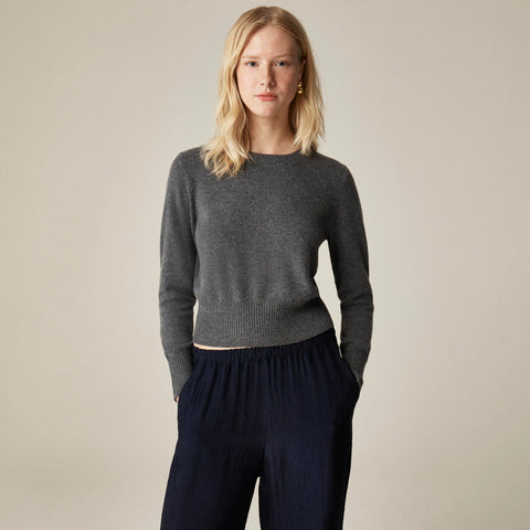 Cashmere shrunken crewneck sweater