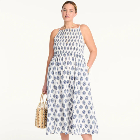 Tall Friday dress in gathered floral block print