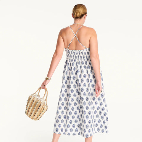 Tall Friday dress in gathered floral block print