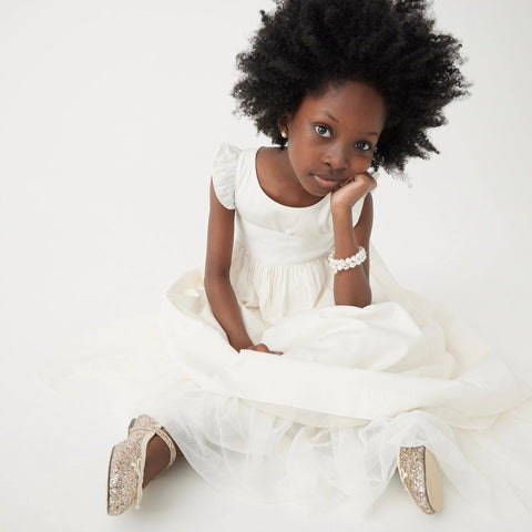 Girls' flutter-sleeve dress