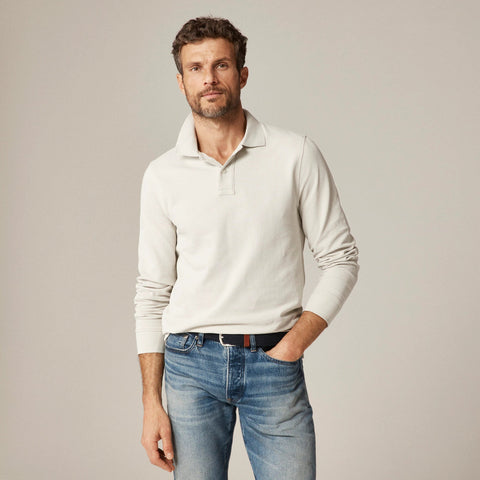 Long-sleeve classic piqué polo shirt