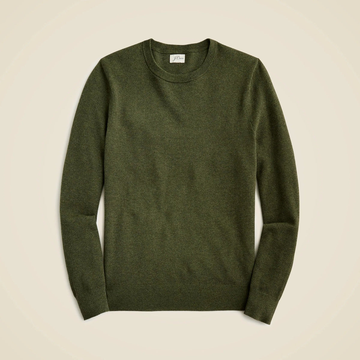 Cotton piqué-stitch crewneck sweater