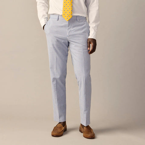 Ludlow Slim-fit unstructured suit pant in seersucker