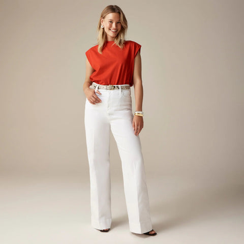 Wide-leg denim trouser in white