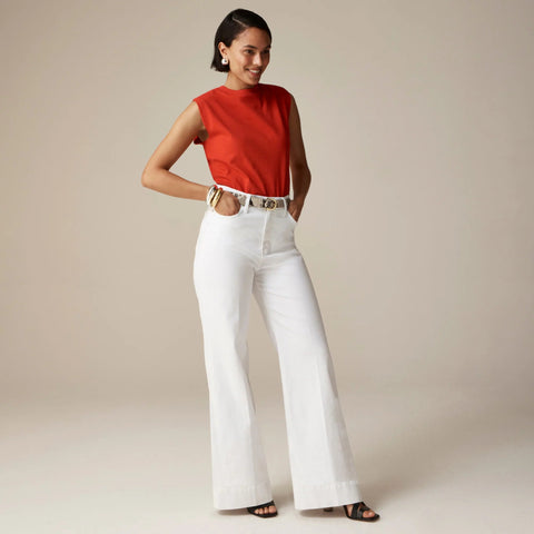 Wide-leg denim trouser in white