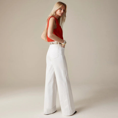Wide-leg denim trouser in white