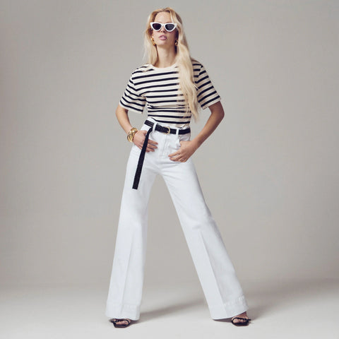 Wide-leg denim trouser in white