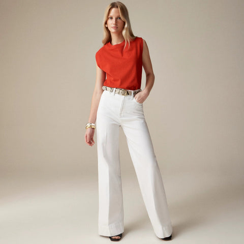 Wide-leg denim trouser in white