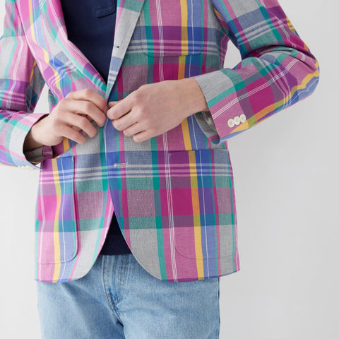 Ludlow Slim-fit blazer in cotton madras
