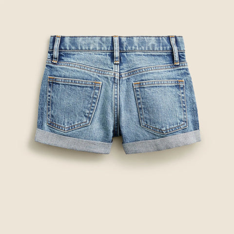 Girls' cuffed denim short in island wash