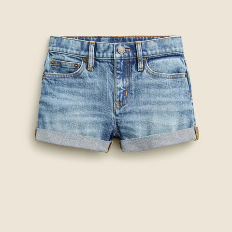 Girls' cuffed denim short in island wash